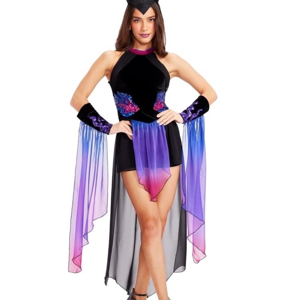 Tipsy Elves Evil Sorceress (Mallificent) Black and Purple High Low Dress